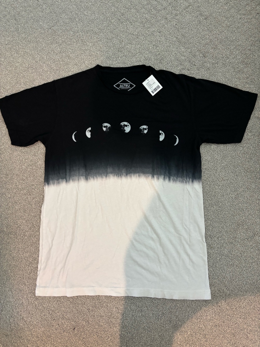 Black & White Moon Phase Dip-Dye Short Sleeve Tee